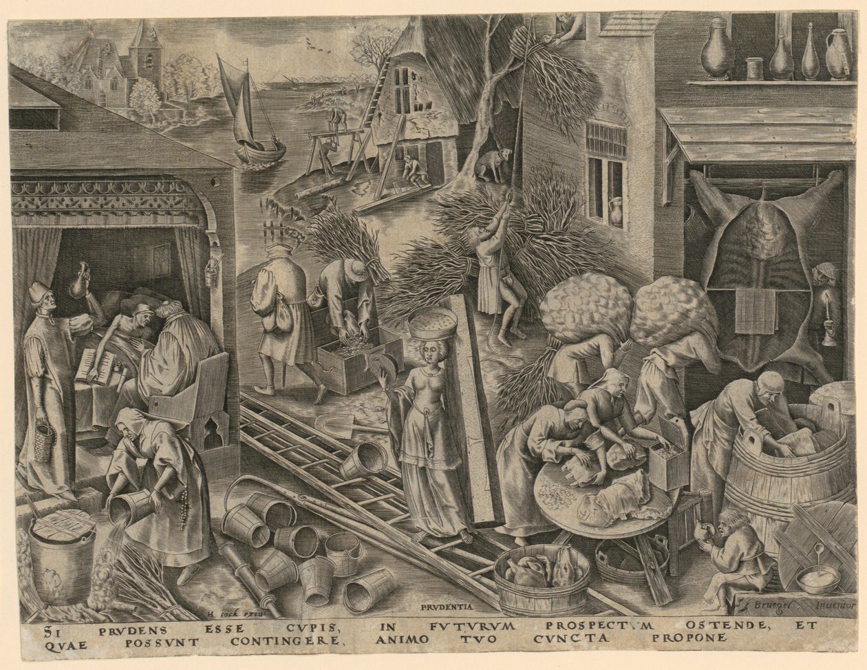 Klokhet (Prudentia), blad 5 ur serien ”De sju dygderna” av Philips Galle