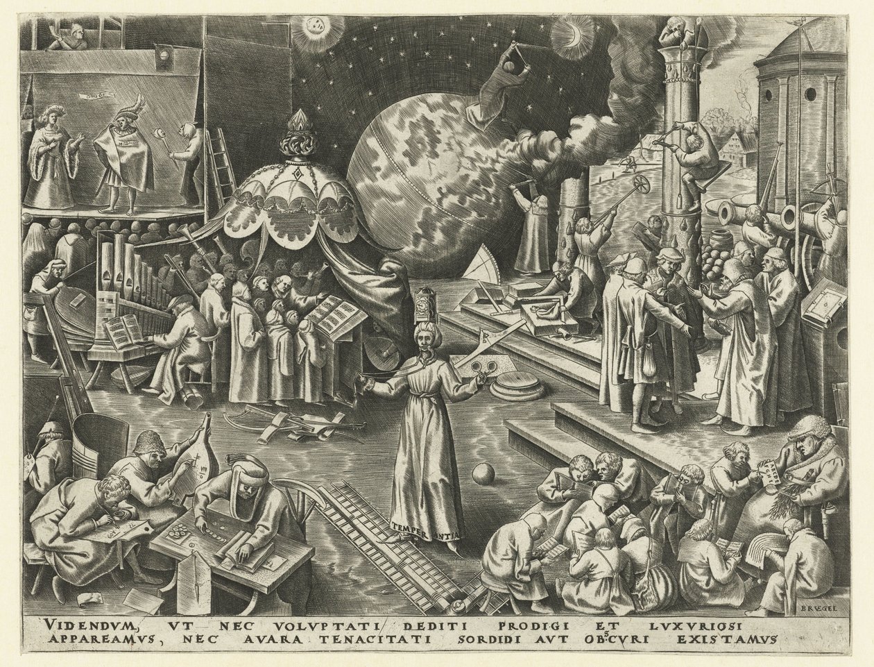 nykterhet Temperance (titel på objekt) De sju dygderna (serietitel) av Philips Galle