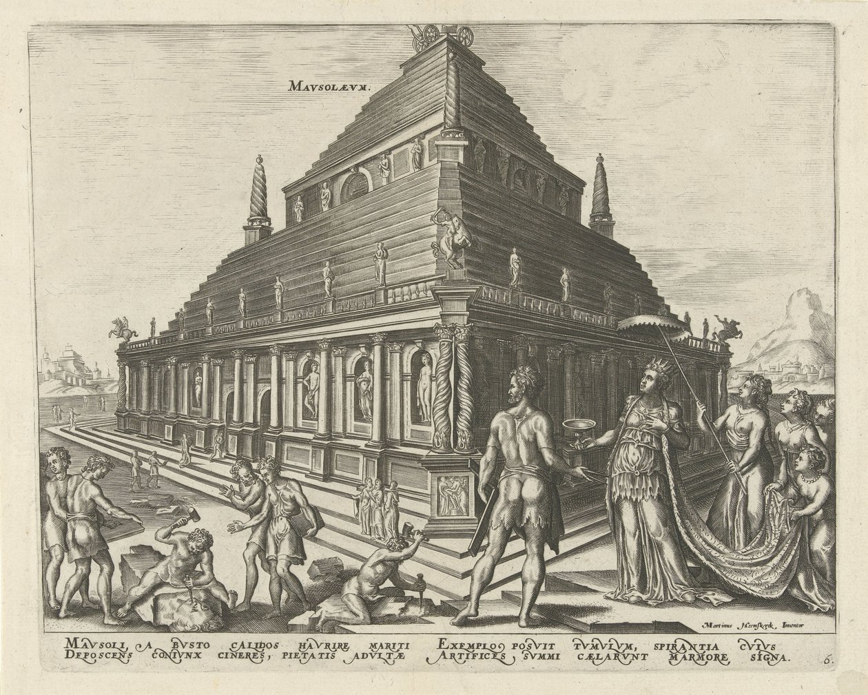 Halikarnassos mausoleum Mavsolevm (titel på objekt) Världens åtta underverk (serietitel) av Philips Galle