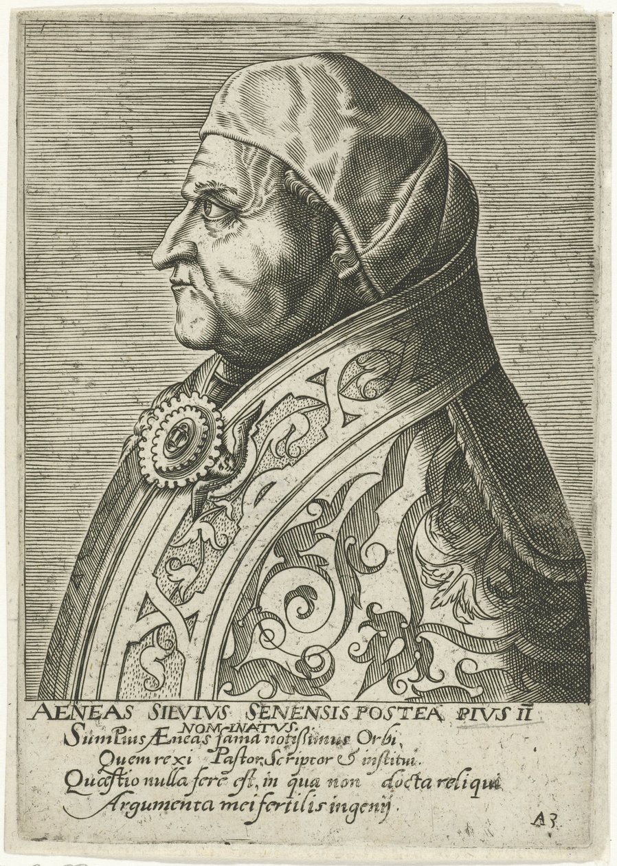 Porträtt av påve Pius II av Philips Galle
