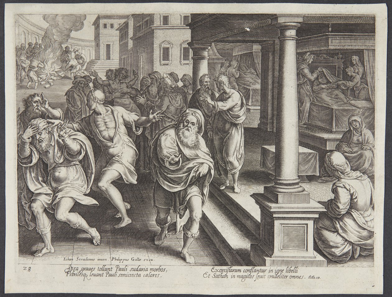 St Paul och exorcisterna i Efese av Philips Galle