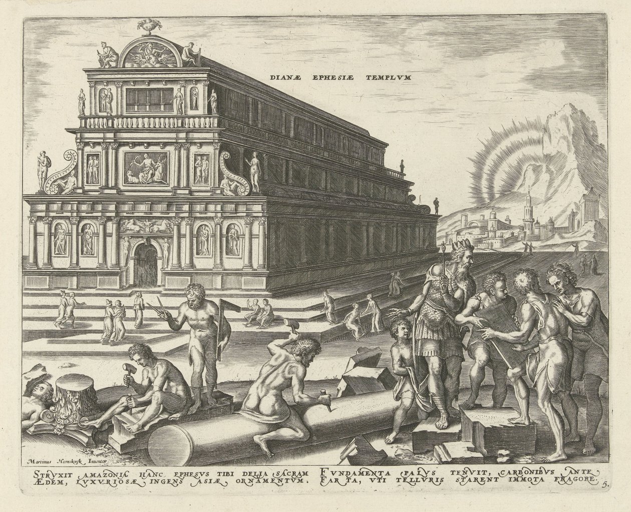 Dianas tempel i Efesos Dianae Ephesie templvm (titel på objekt) Världens åtta underverk (serietitel) av Philips Galle