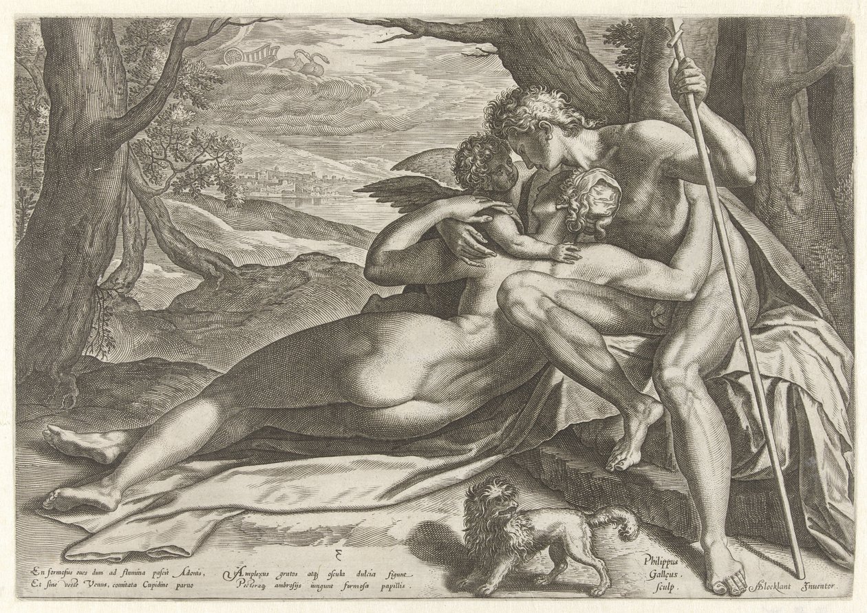 Venus och Adonis med Amor The Story of Adonis (serietitel) av Philips Galle