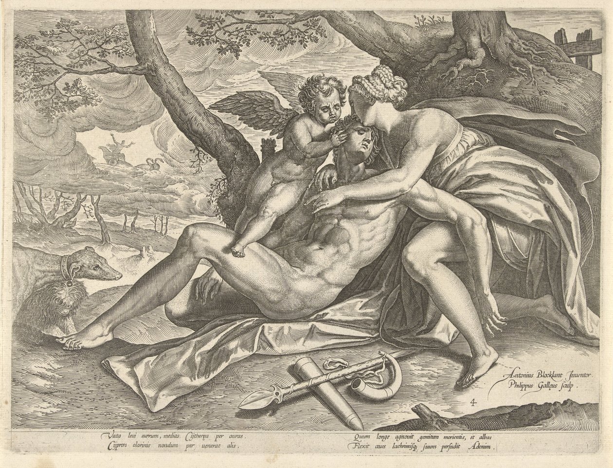 Venus sörjer Adonis död The Story of Adonis (serietitel) av Philips Galle