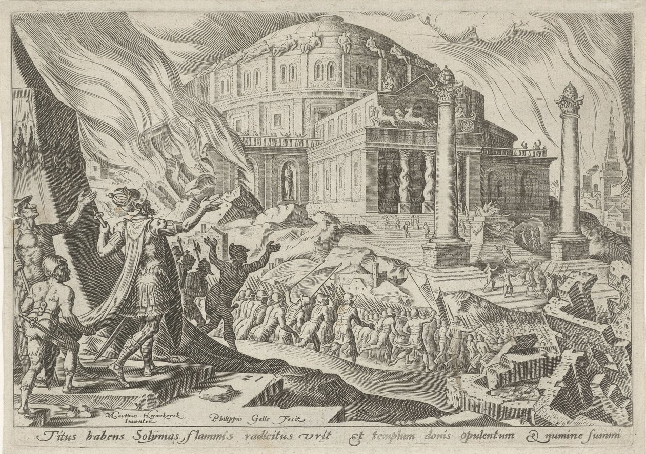 Förstörelsen av Jerusalem av kejsar Titus The Days of Doom of the Jewish People (serietitel) av Philips Galle