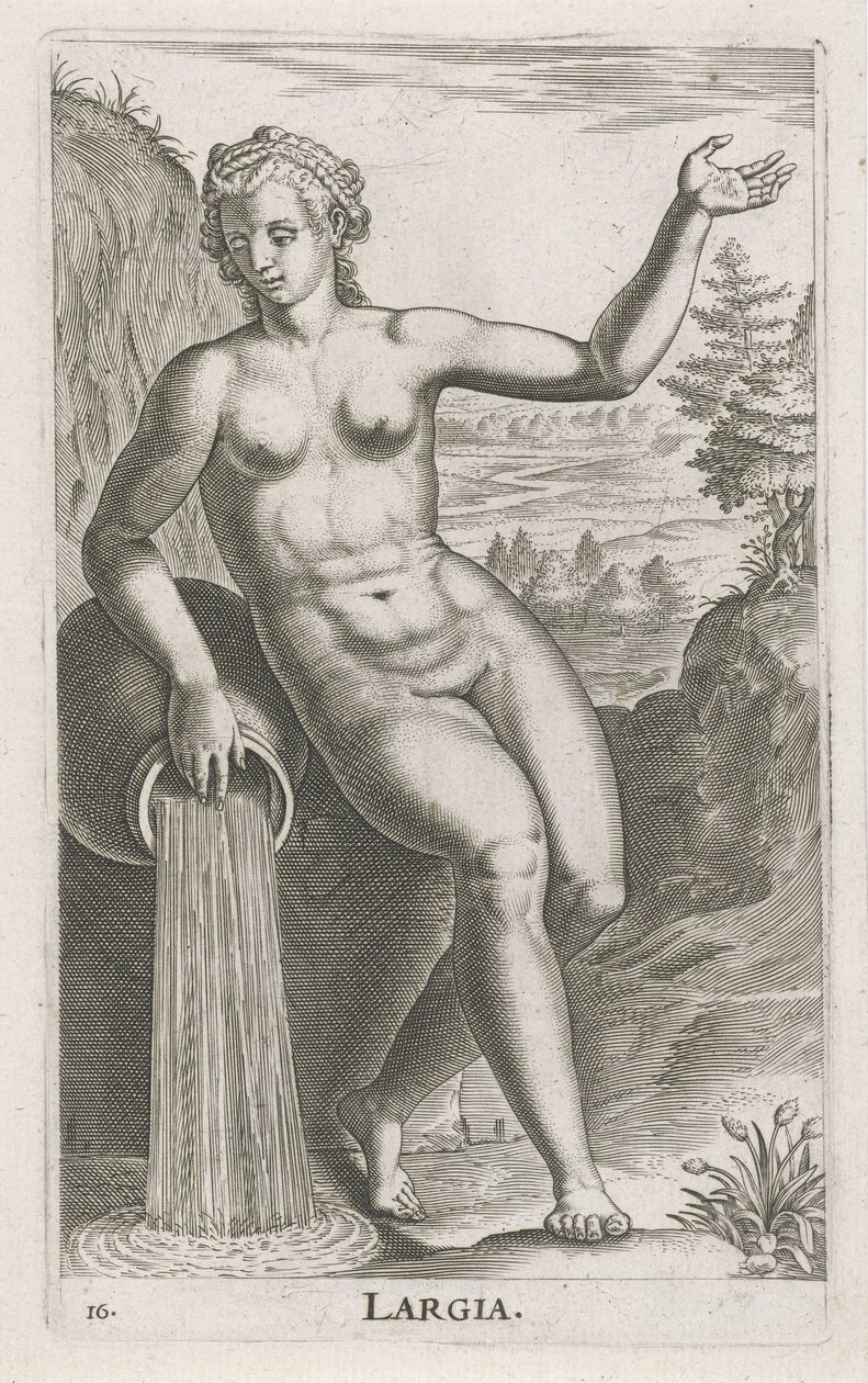 Vattennymf Largia Largia (titel på objekt) Stroom en waternimfen (serietitel) Oceanitidnymfer, epihidrid potamidus naiad (serietitel) av Philips Galle