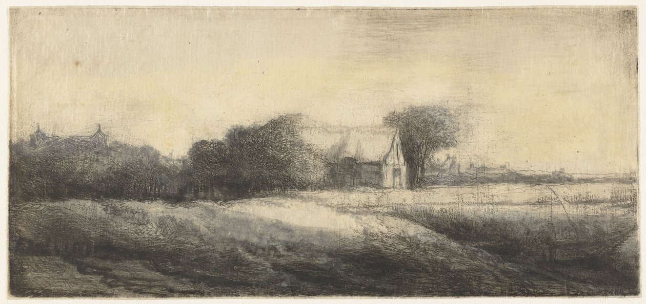 Landskap med en sportfiskare i en båt av Philips Koninck (attributed to)