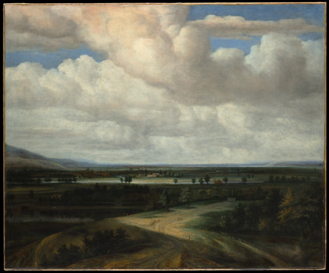 Ett panoramalandskap med en herrgård av Philips Koninck