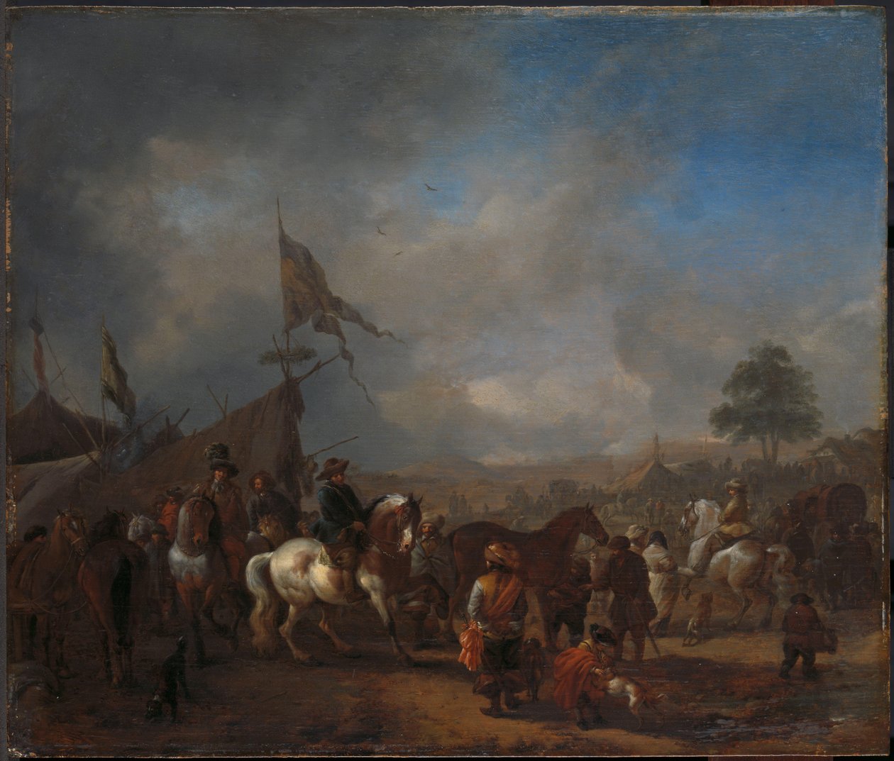 En hästmässa nära ett arméläger av Philips Wouwerman