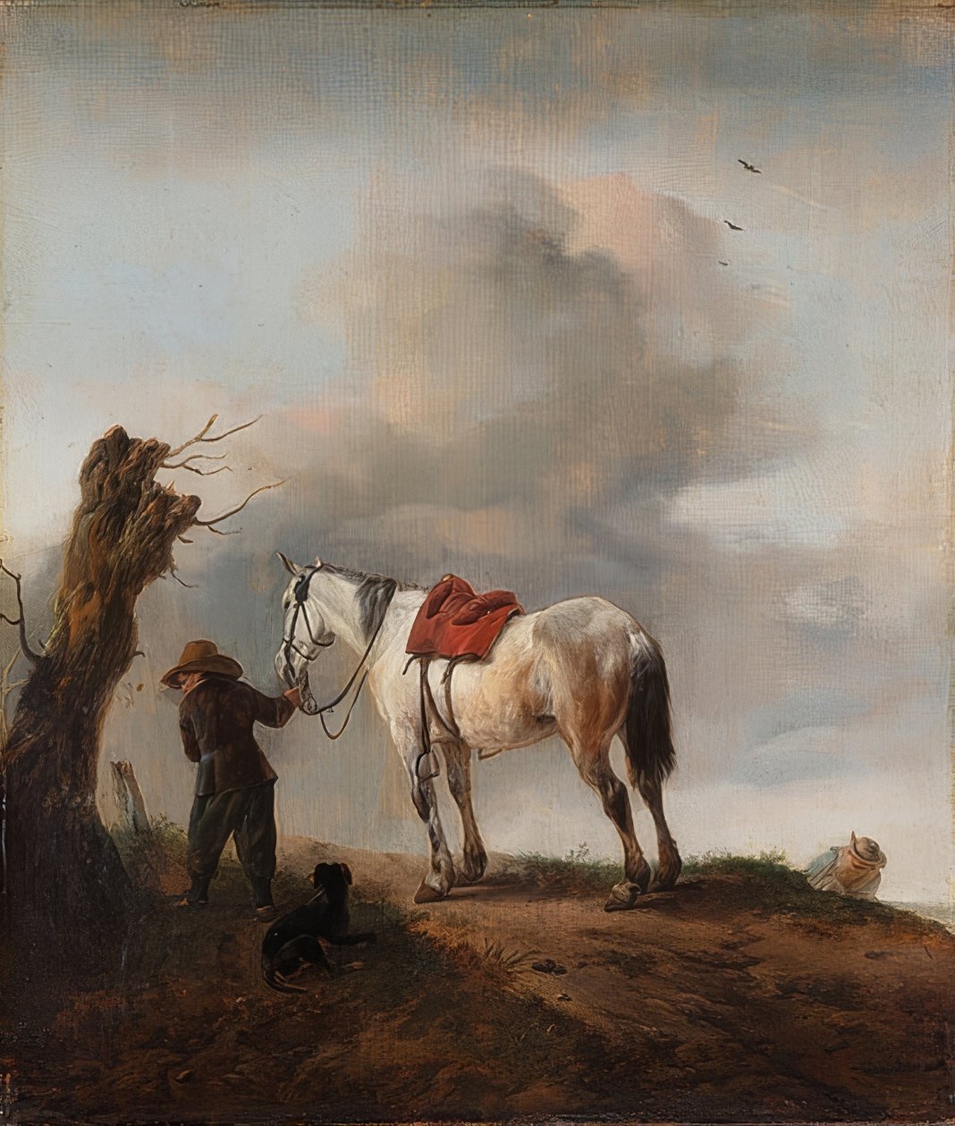 En vit häst; mögel. Omkring 1646 av Philips Wouwerman
