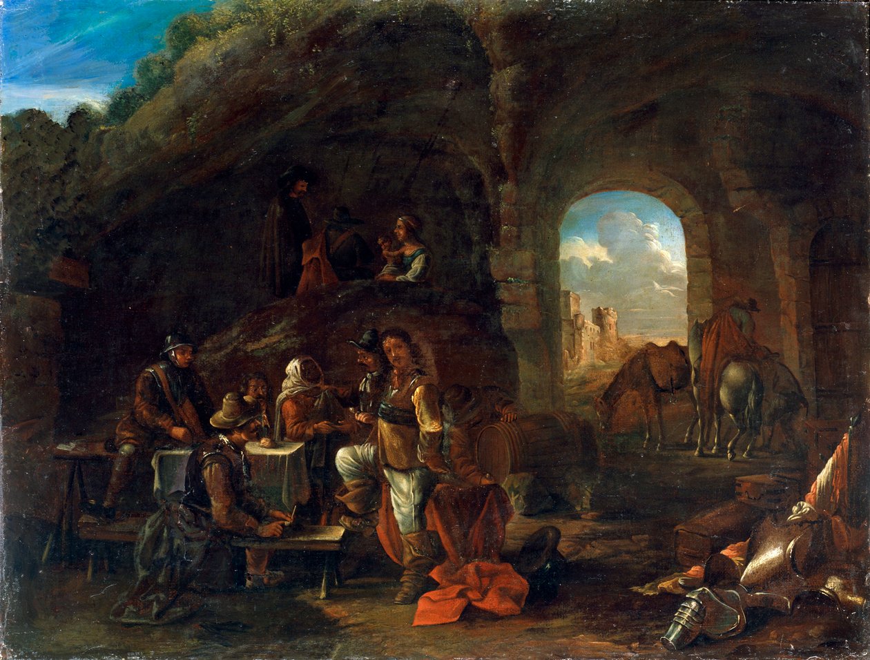 Krogscenen, c1640-1665 av Philips Wouwerman