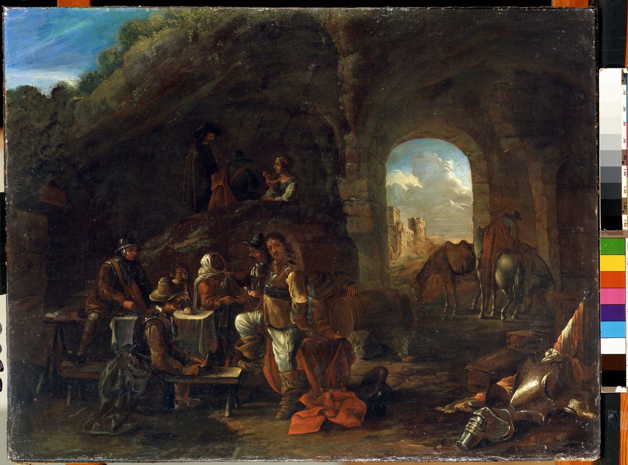 Krog scen. Målning av Philips Wouwerman (1619-1668). Olja på trä, 48 x 63 cm. Holländsk skola från 1600-talet. Statens M. Ciurlionis konstmuseum, Kaunas (Litauen). av Philips Wouwermans or Wouvermans