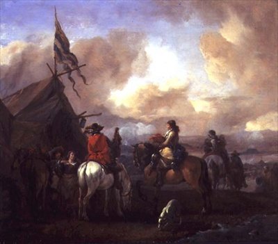Kavallerimän i ett militärläger (panel) av Philips Wouwermans or Wouwerman