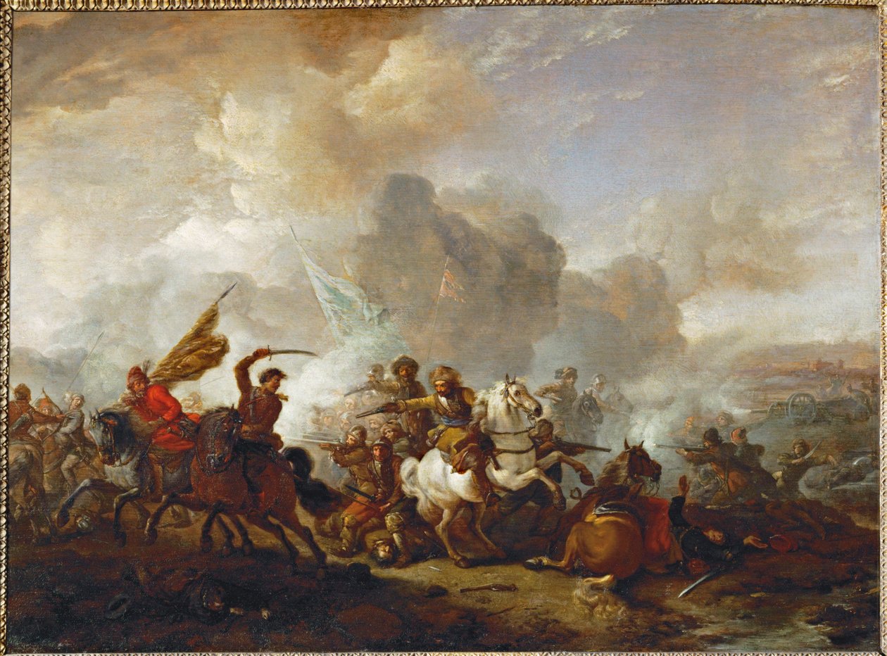 Hästfäktning mellan orientaler och kejsare... av Philips Wouwermans or Wouwerman