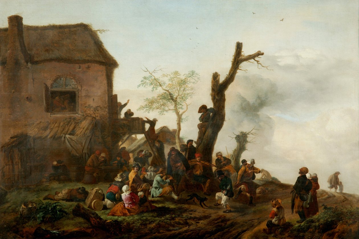 Glad sällskap före ett värdshus av Philips Wouwermans or Wouwerman