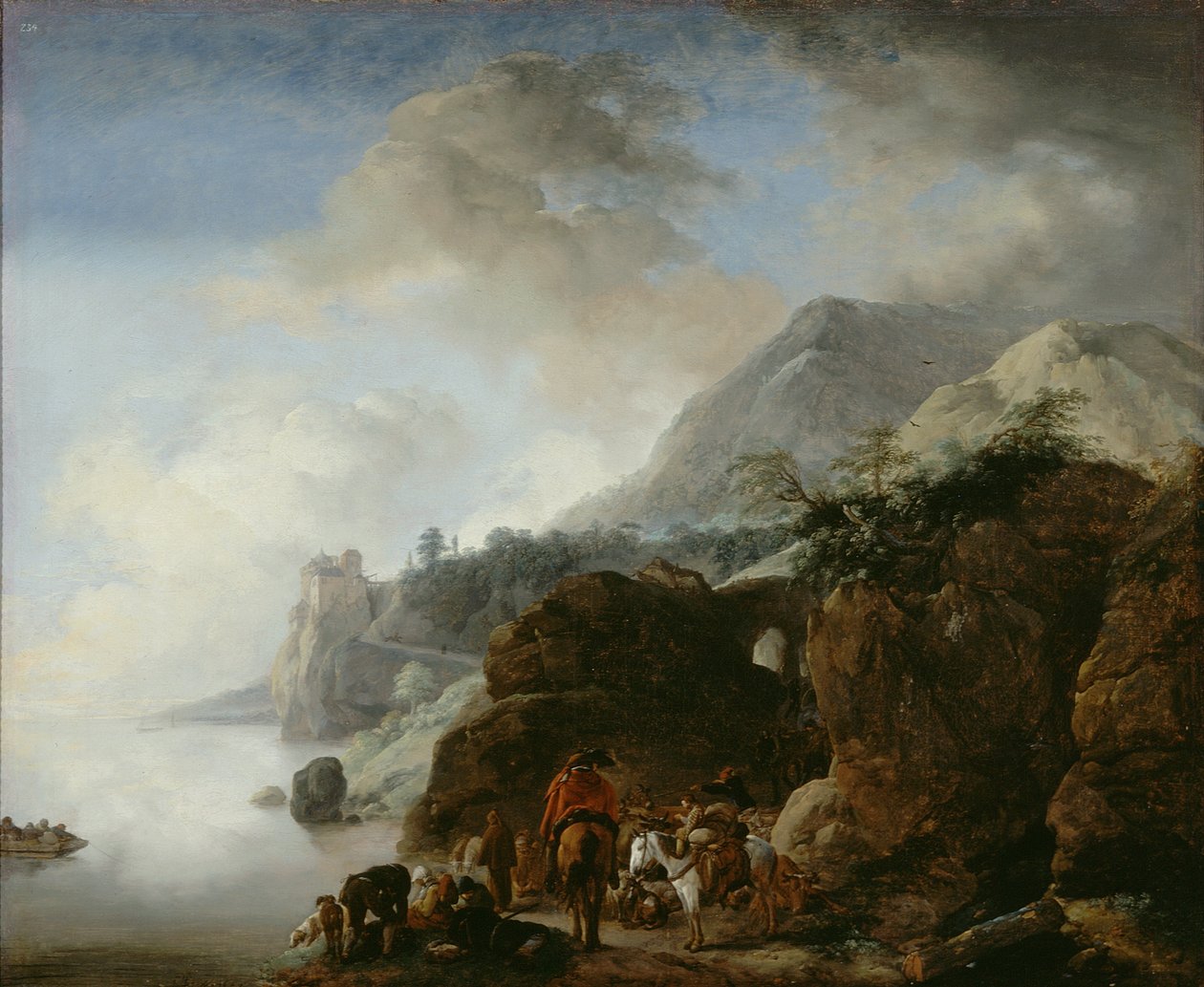 Resenärer i väntan på färja av Philips Wouwermans or Wouwerman
