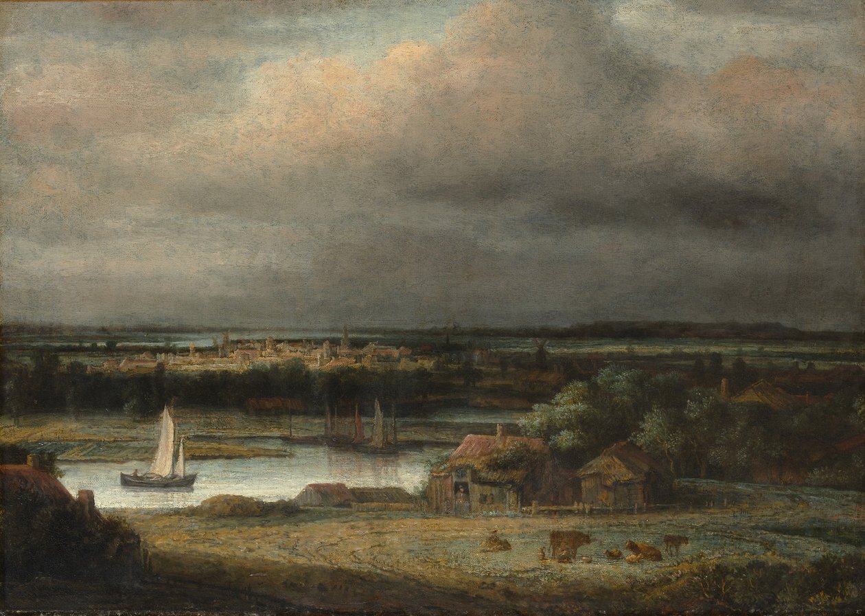 Vida flodlandskap, c.1648-49 av Phillips de Koninck