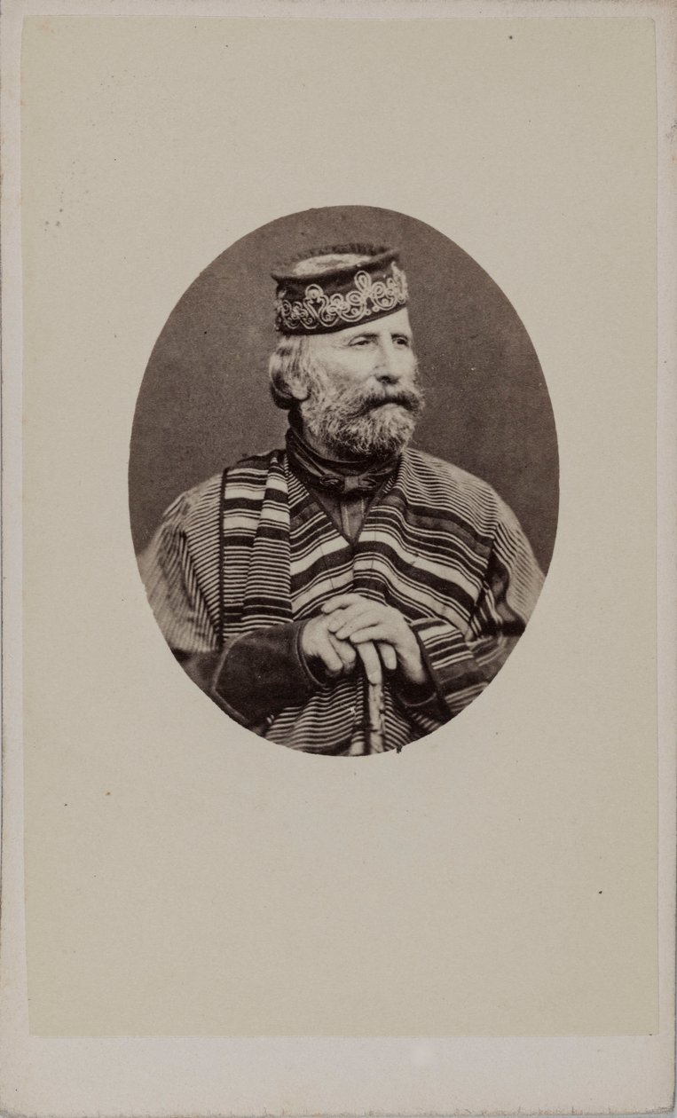 Porträtt av Giuseppe Garibaldi 1807-1882, 1882. av Photo studio Alessandro Pavia.
