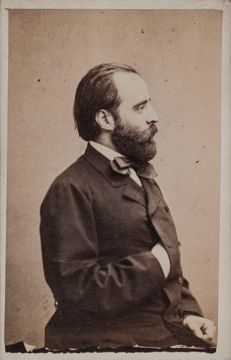 Porträtt av dirigenten och kompositören Angelo Mariani 1821-1873. av Photo studio Giulio Rossi and Giovan
