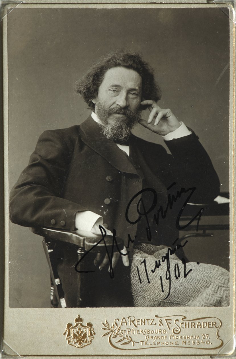 Porträtt av konstnären Ilya Repin 1844-1930 av Photo studio H. Rentz and F.