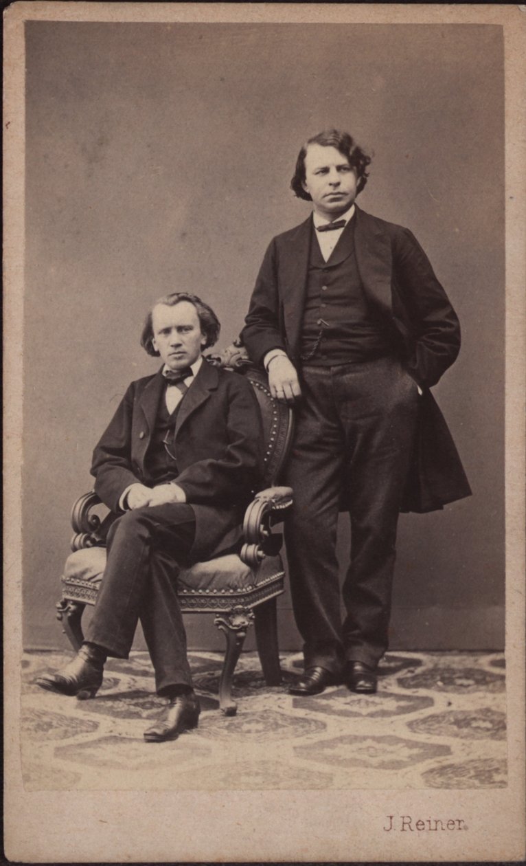 Johannes Brahms 1833-1897 och Josef Joachim 1831-1907, 1867. av Photo studio J. Reiner.
