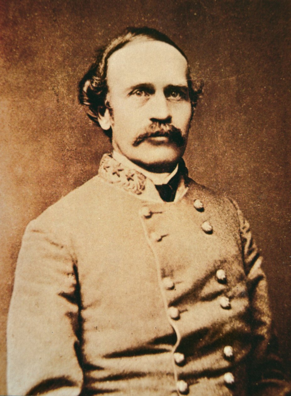 Porträtt av Bushrod Johnson (s/v foto) av Photographer American