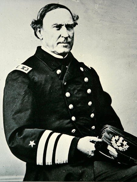 Porträtt av David Glasgow Farragut (1801-1870); erövrade New Orleans 1862 och Mobile Bay av Photographer American