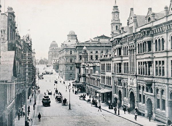 Bridge Street, Sydney, ca 1900, från `Under the Southern Cross - Glimpses of Australia
