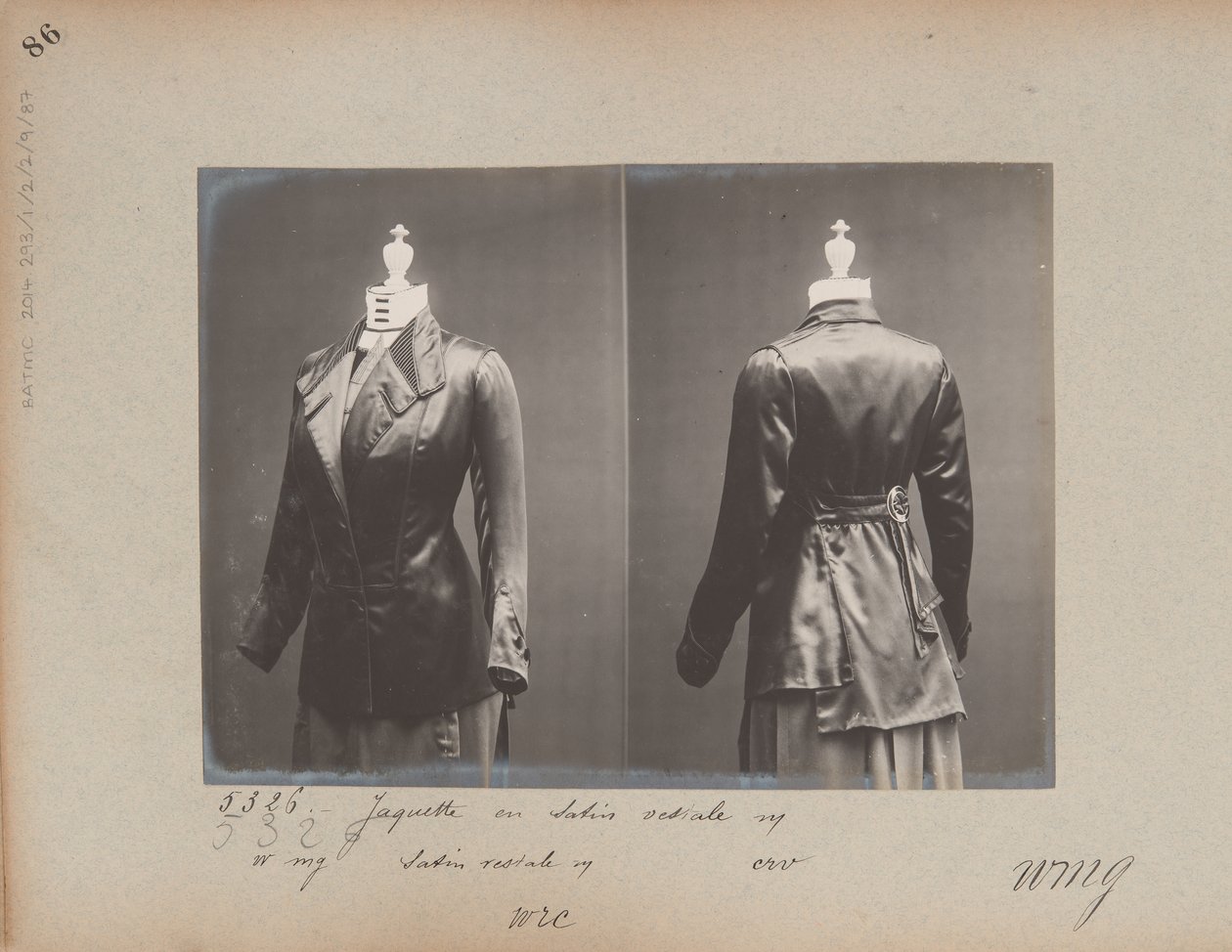 Album sida: House of Worth, Jacket av Photographer French