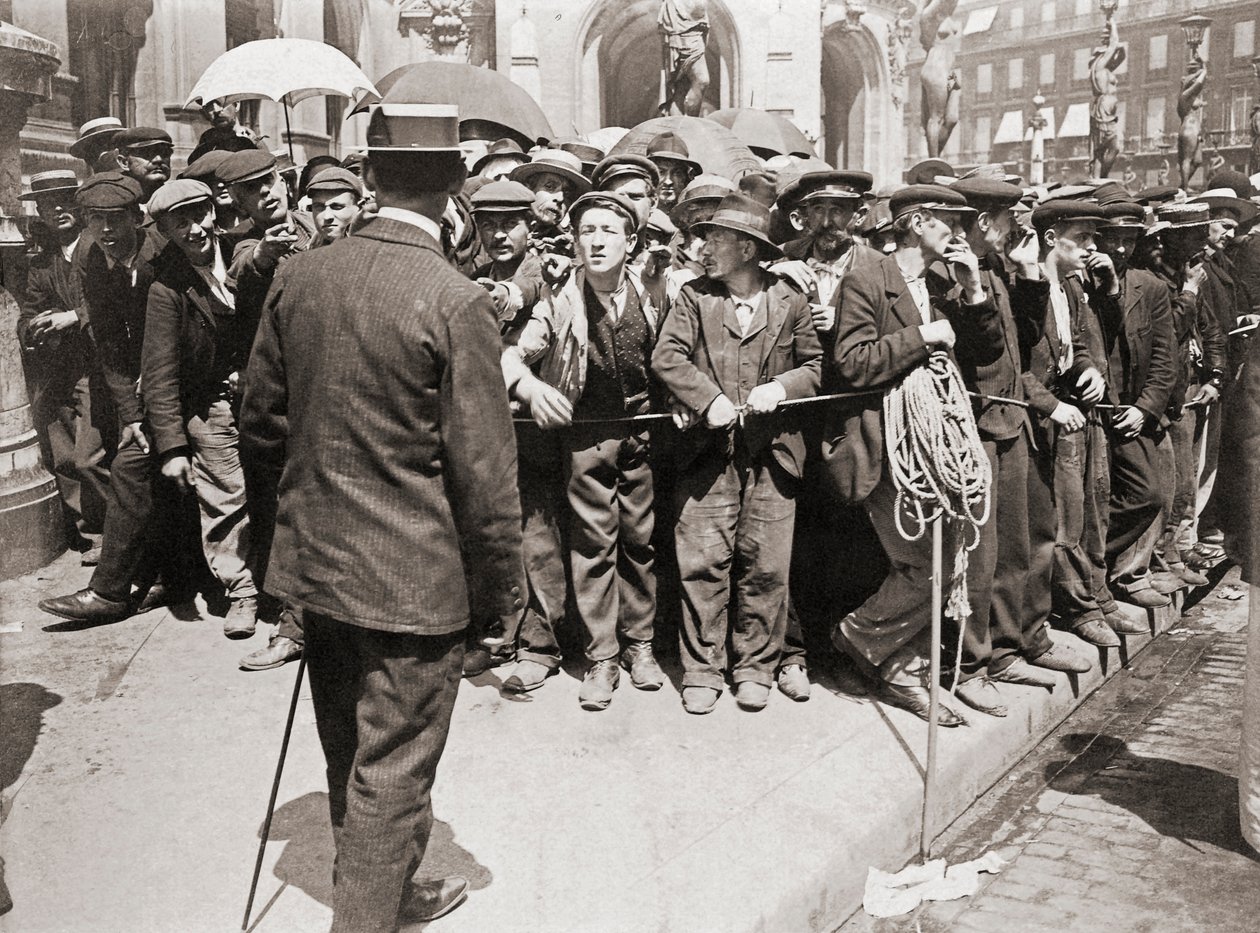 Arbetardemonstration, Paris, ca 1900 (svartvitt foto) av Photographer French
