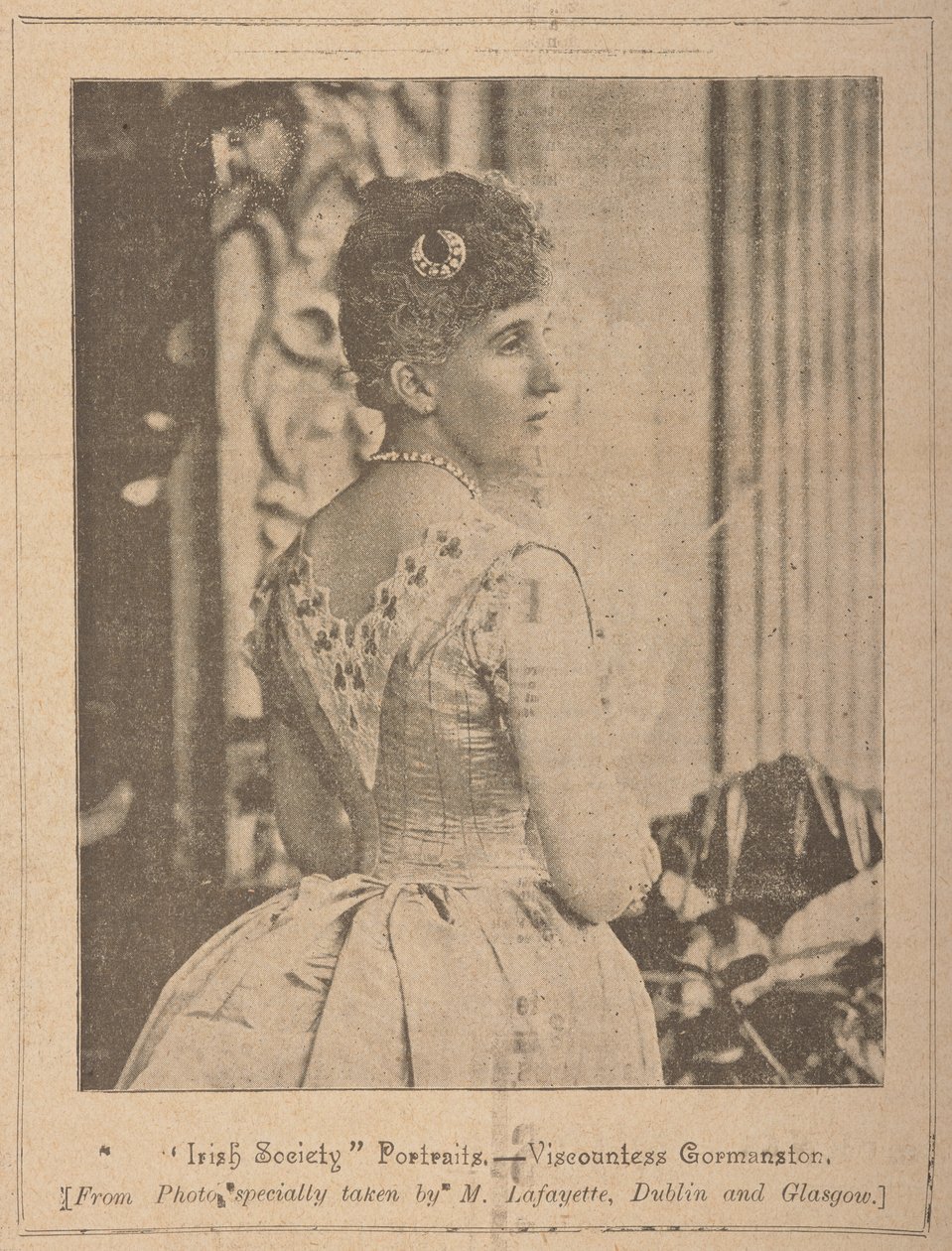 Viscountess Gormanston, "Irish Society" [tidskrift] Vol. VII nr 353 13 oktober 1894 (tidningspapper) av Photographer Irish