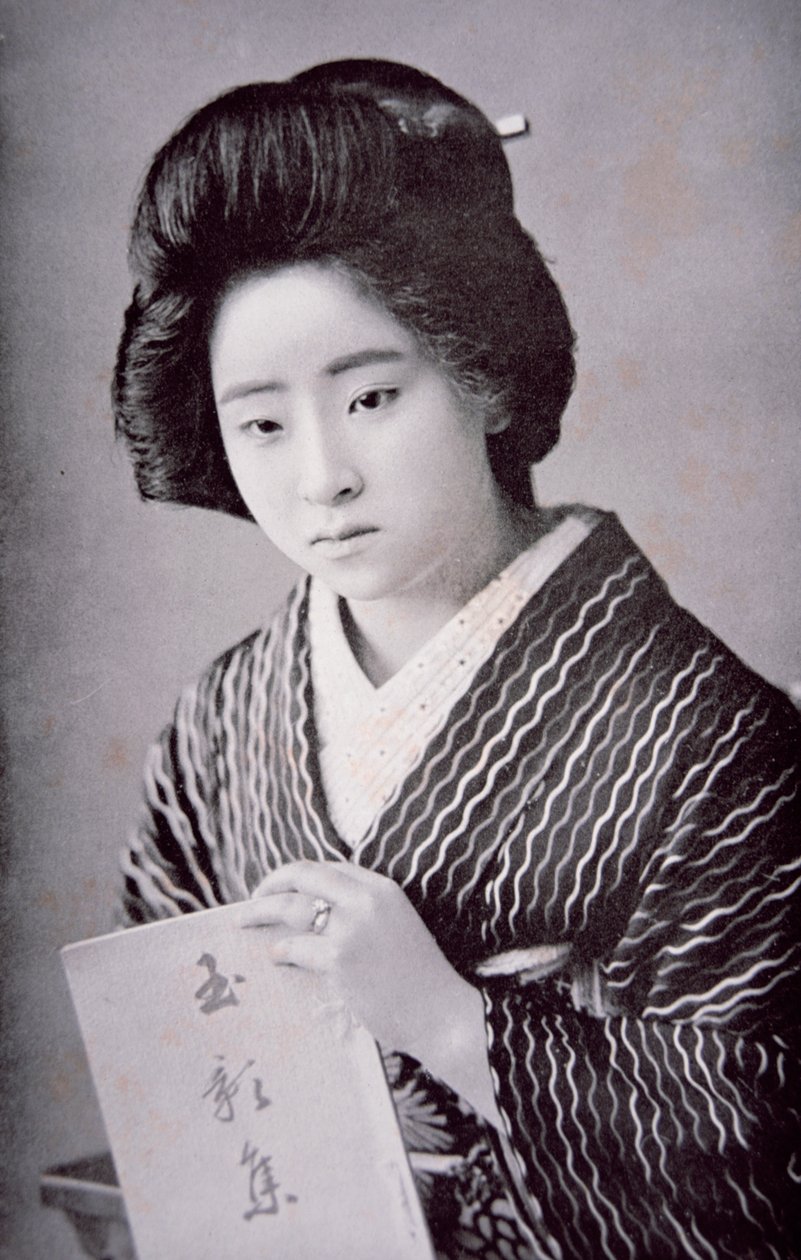 Japansk flicka, ca 1910 (s/v foto) av Photographer Japanese
