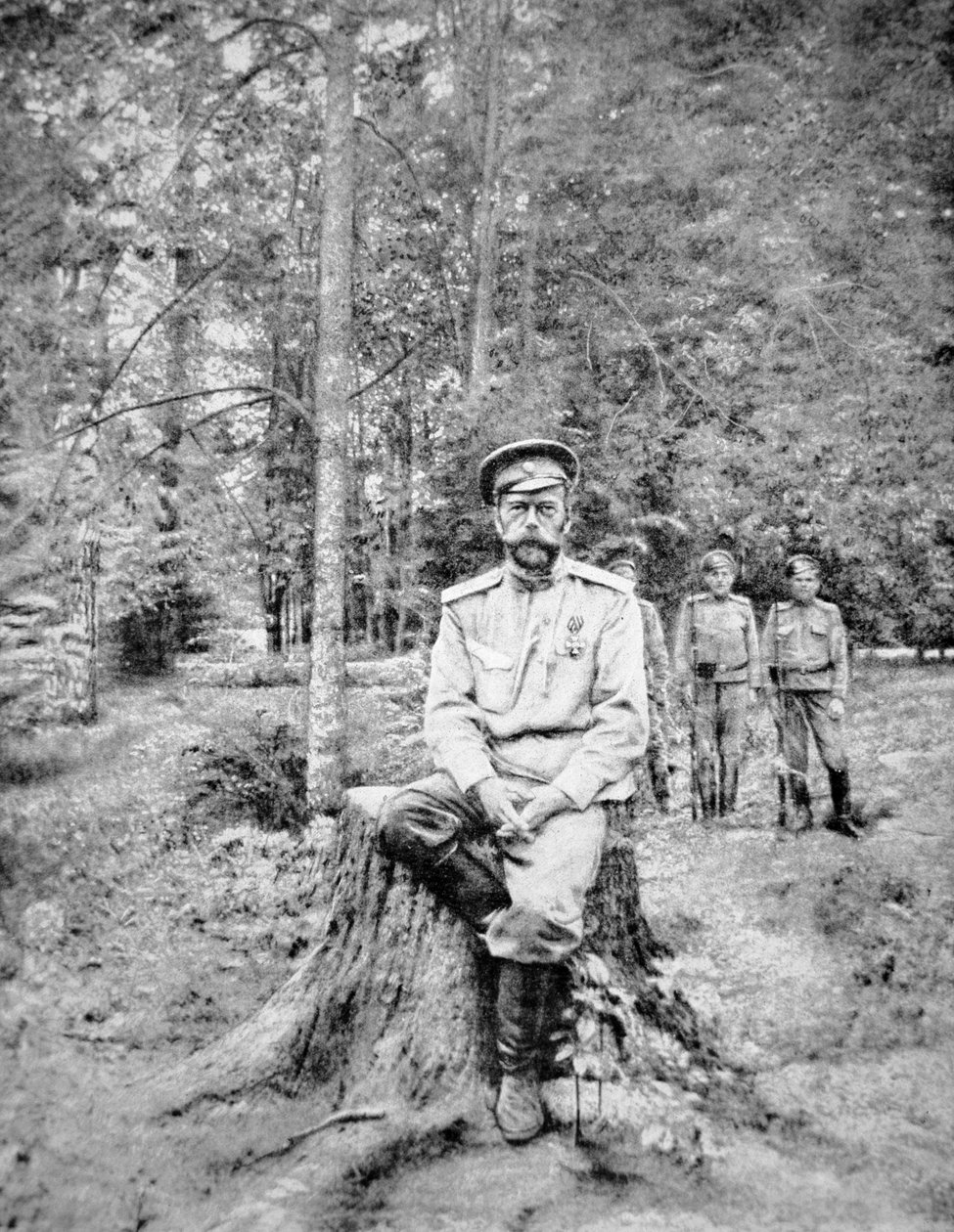 Tsar Nikolaj II i bolsjevikisk fångenskap i Tsarskoje Selo av Photographer Russian