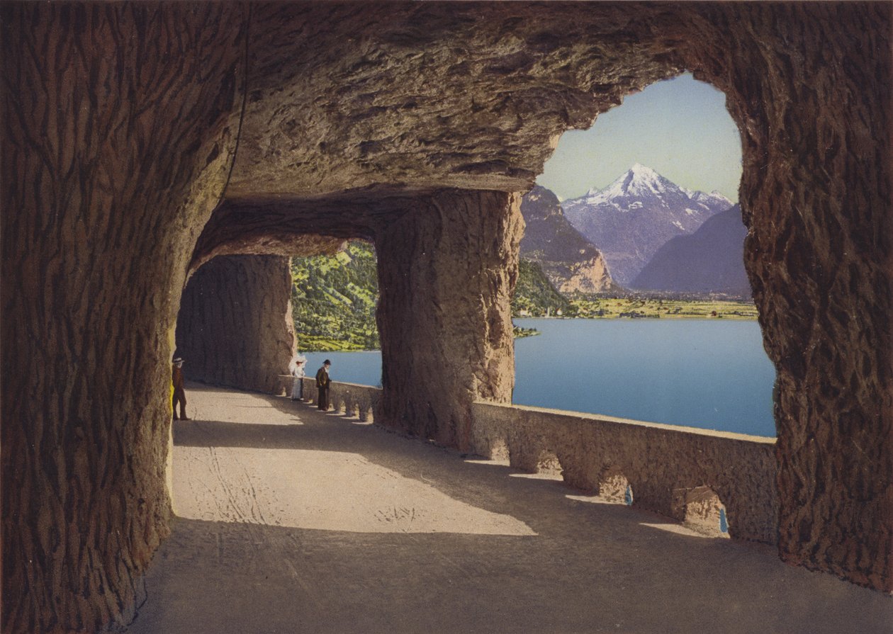 Axenstrafse, Gallerie, Fluelen och Bristenstock (färgfoto) av Photographer Swiss