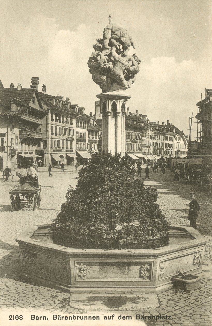 Bern, Schweiz, Barenbrunnen Auf Dem Barenplatz (svartvitt foto) av Photographer Swiss