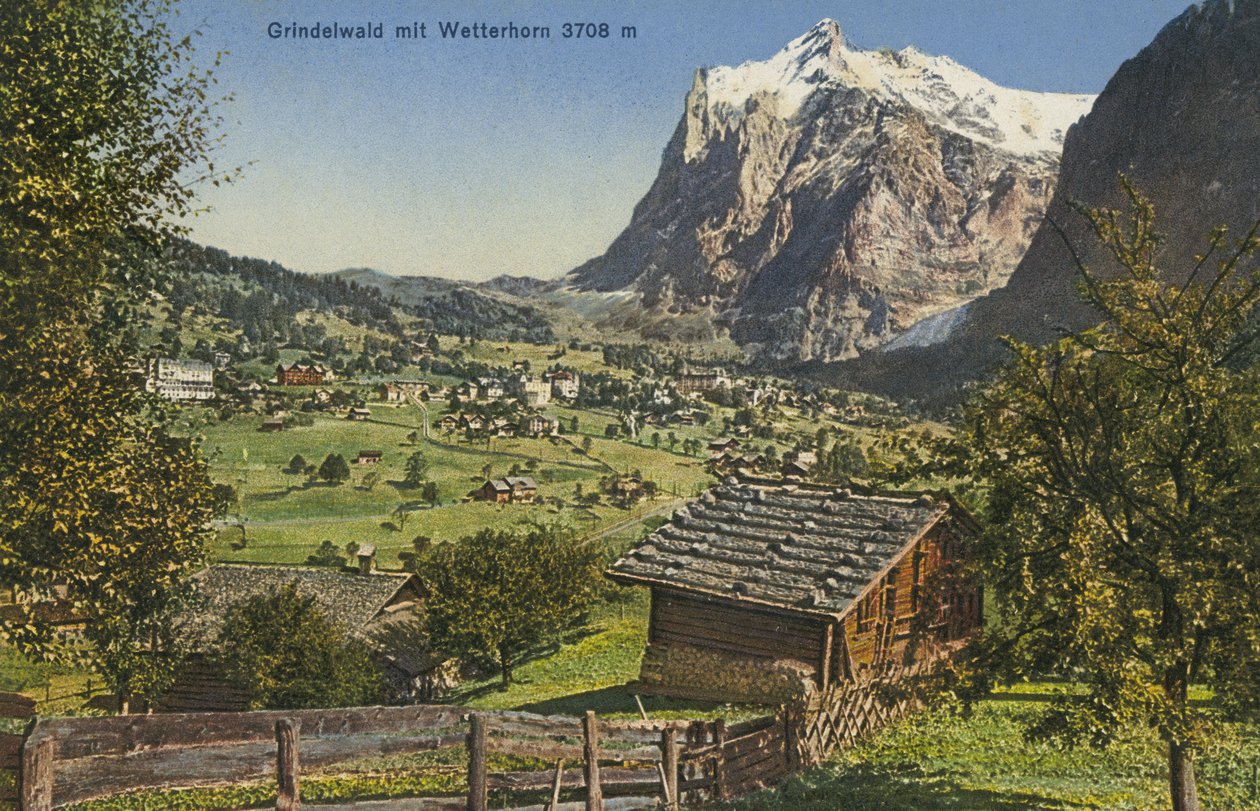 Grindelwald och Wetterhorn, Schweiz (färgfoto) av Photographer Swiss