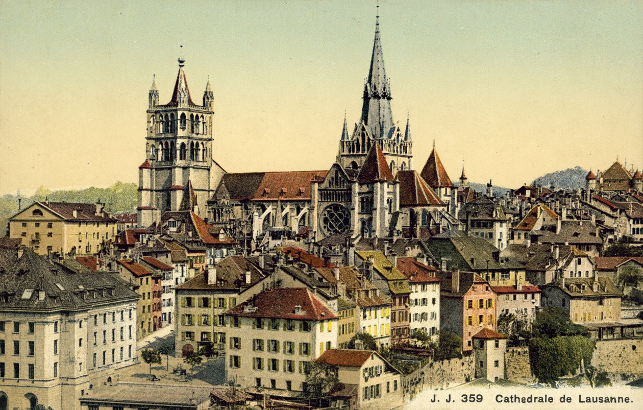Katedralen i Lausanne (färgfoto) av Photographer Swiss