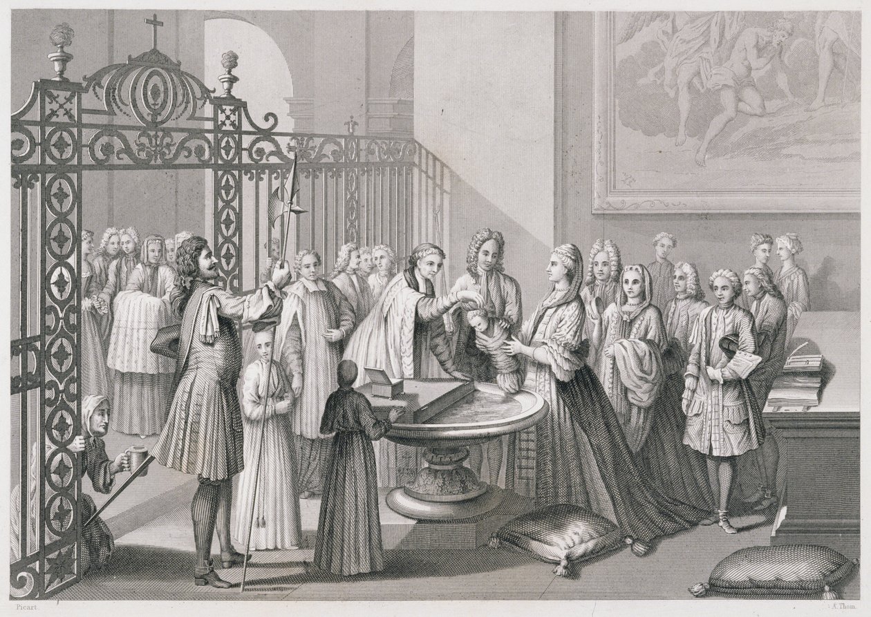 Dop enligt Roms kyrka (på 1700-talet), graverad av A. Thorn, från 