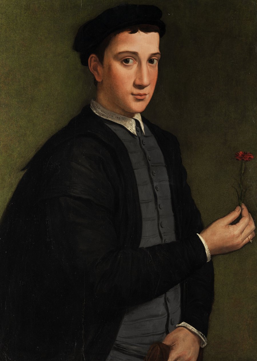 Young man with a carnation av Pier Francesco Foschi