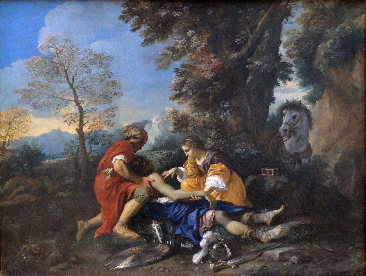 Tancred Återupplivad av Erminia och Vafrine efter striden med Argantes av Pier Francesco Mola