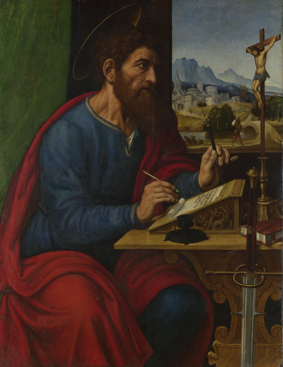 Saint Paul skriver av Pier Francesco Sacchi