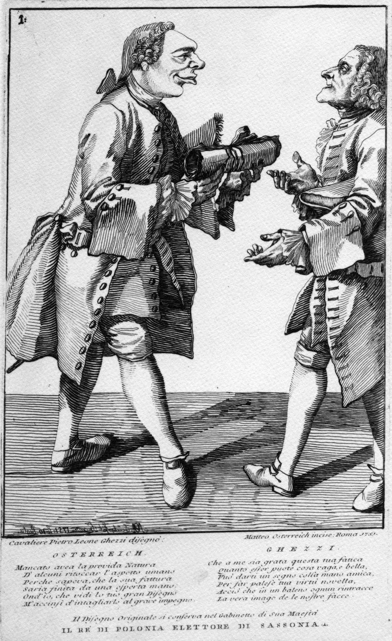 Osterreich and the Cavaliere Ghezzi, tryck gjord av Matthias Oesterreich, 1751 av Pier Leone Ghezzi