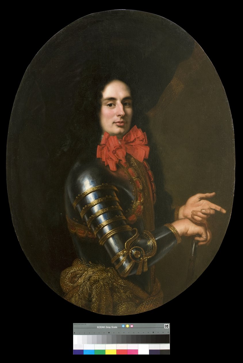 Porträtt av en gentleman med rustning och röd halsduk, 1650-70 av Pier Francesco Cittadini
