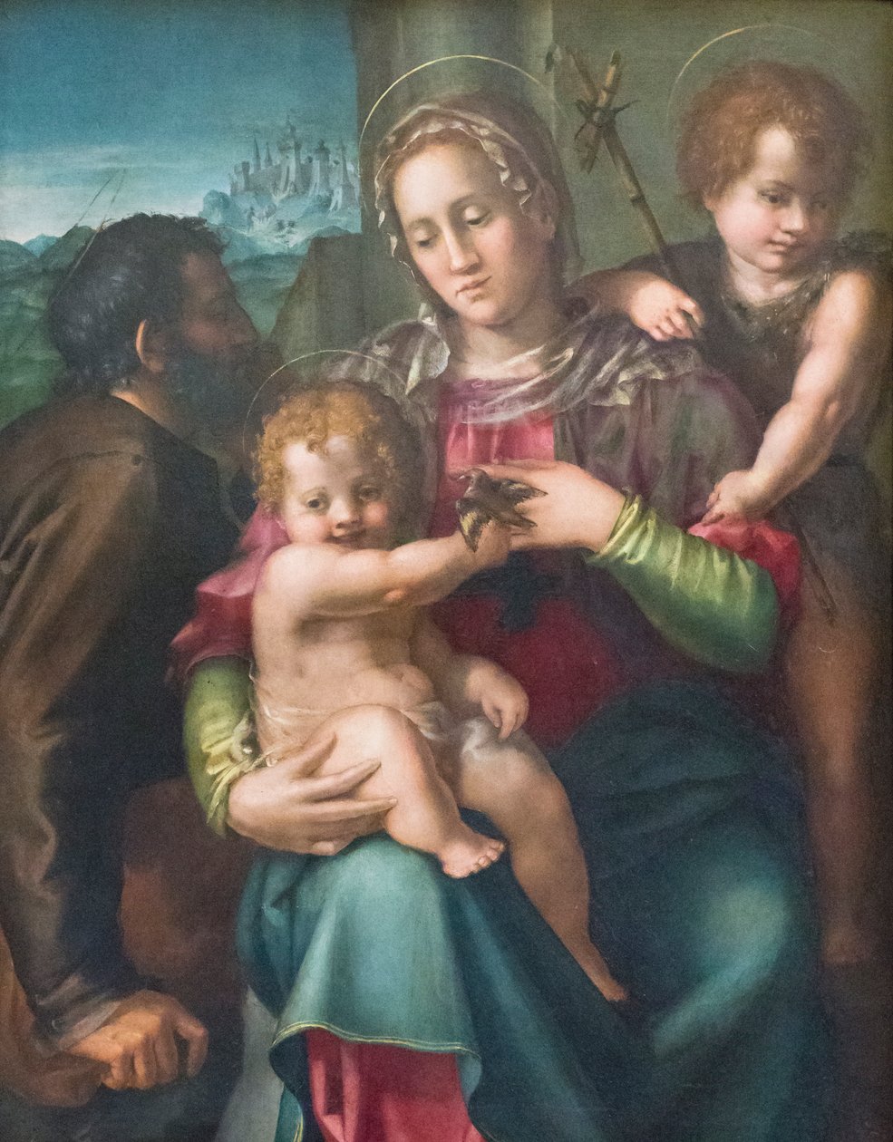 Helig familj med den unge Johannes Döparen av Pier Francesco Foschi