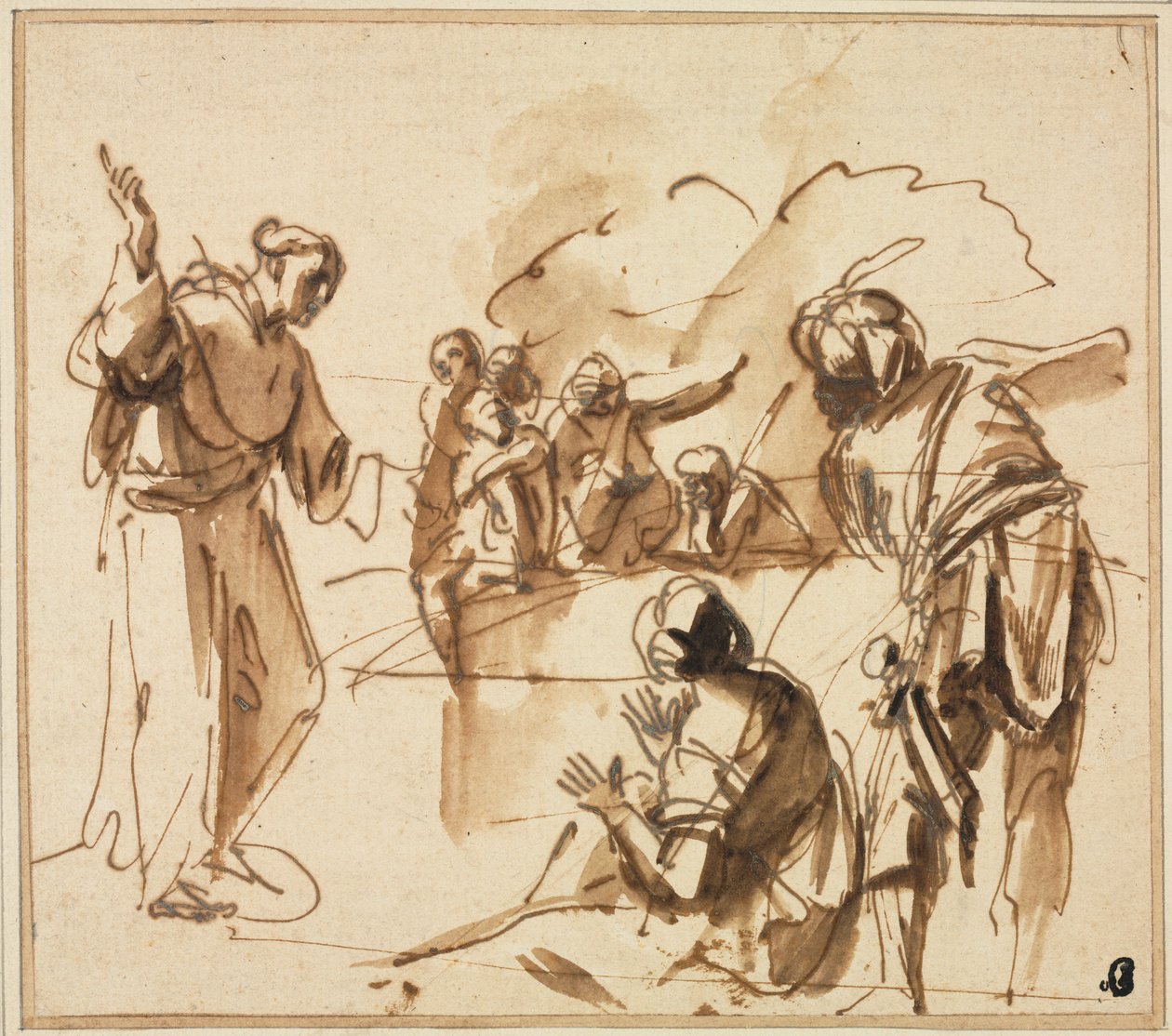 En munk predikar av Pier Francesco Mola