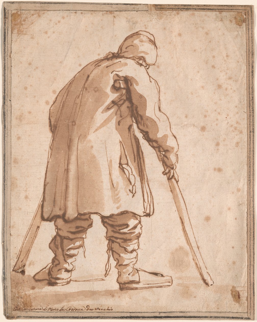 Karikatyr av en man som sägs vara Pietro da Cortona av Pier Francesco Mola