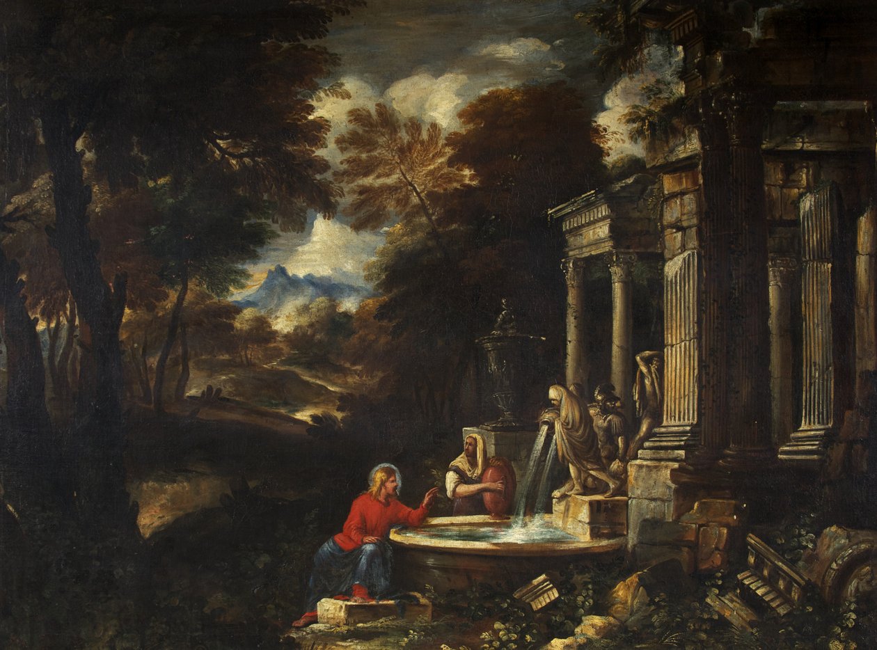 Kristus och Samariens kvinna (olja på duk) av Pier Francesco Mola