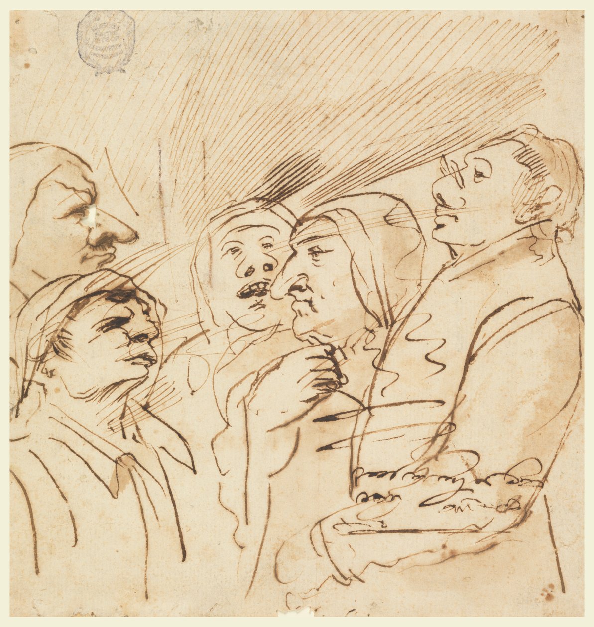 Fem groteska figurer av Pier Francesco Mola