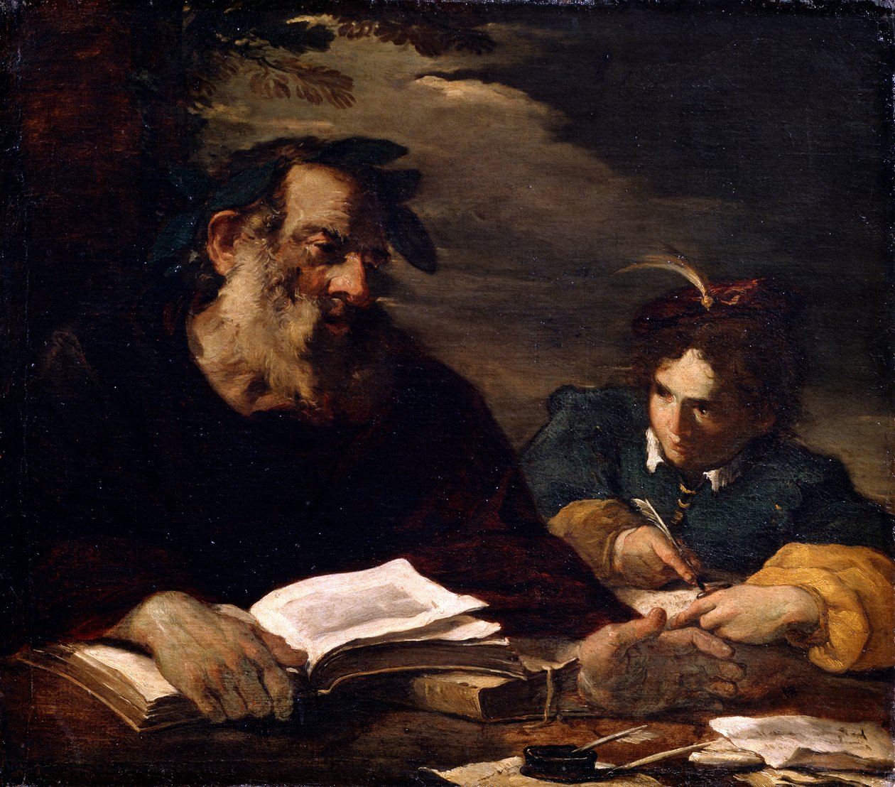 Homer dikterar sina dikter, 1600-talet av Pier Francesco Mola
