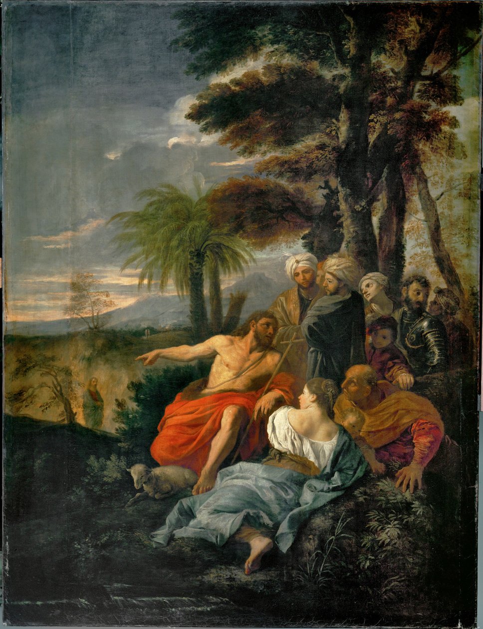 Saint Jean-Baptist prechant dans le desert - Sankt Johannes Döparen predikar i öknen ... av Pier Francesco Mola